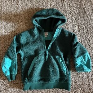 HANNA ANDERSSON STABLE GREEN QUARTER ZIP FLEECE HOODIE JACKET SIZE 6 - 7